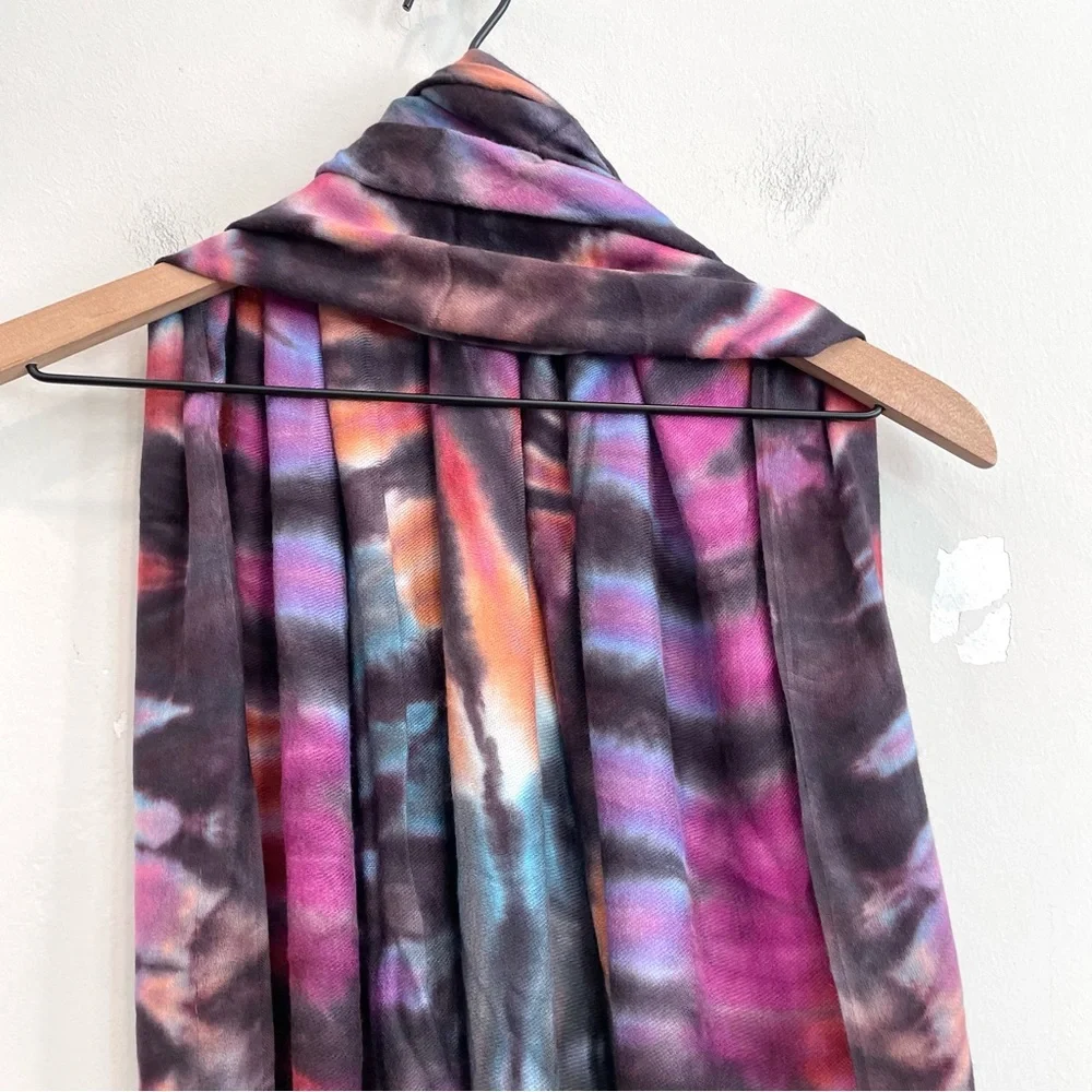 Brightly Twisted Tie Dye Twist Fringe Hem Scarf